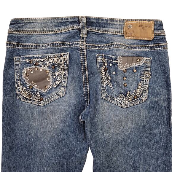Silver Jeans Co Aiko Slim Boot Cut Low Rise Jeans 29X33 Actual: 31X31 Blue Bling - Picture 1 of 13